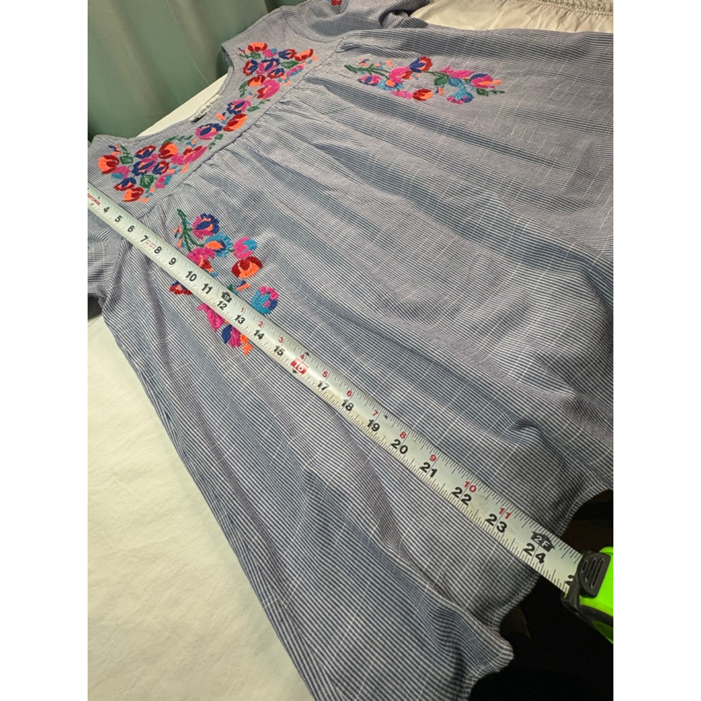 Embroidered Floral Peasant Blouse | Short Sleeve Boho Top - Picture 6 of 14